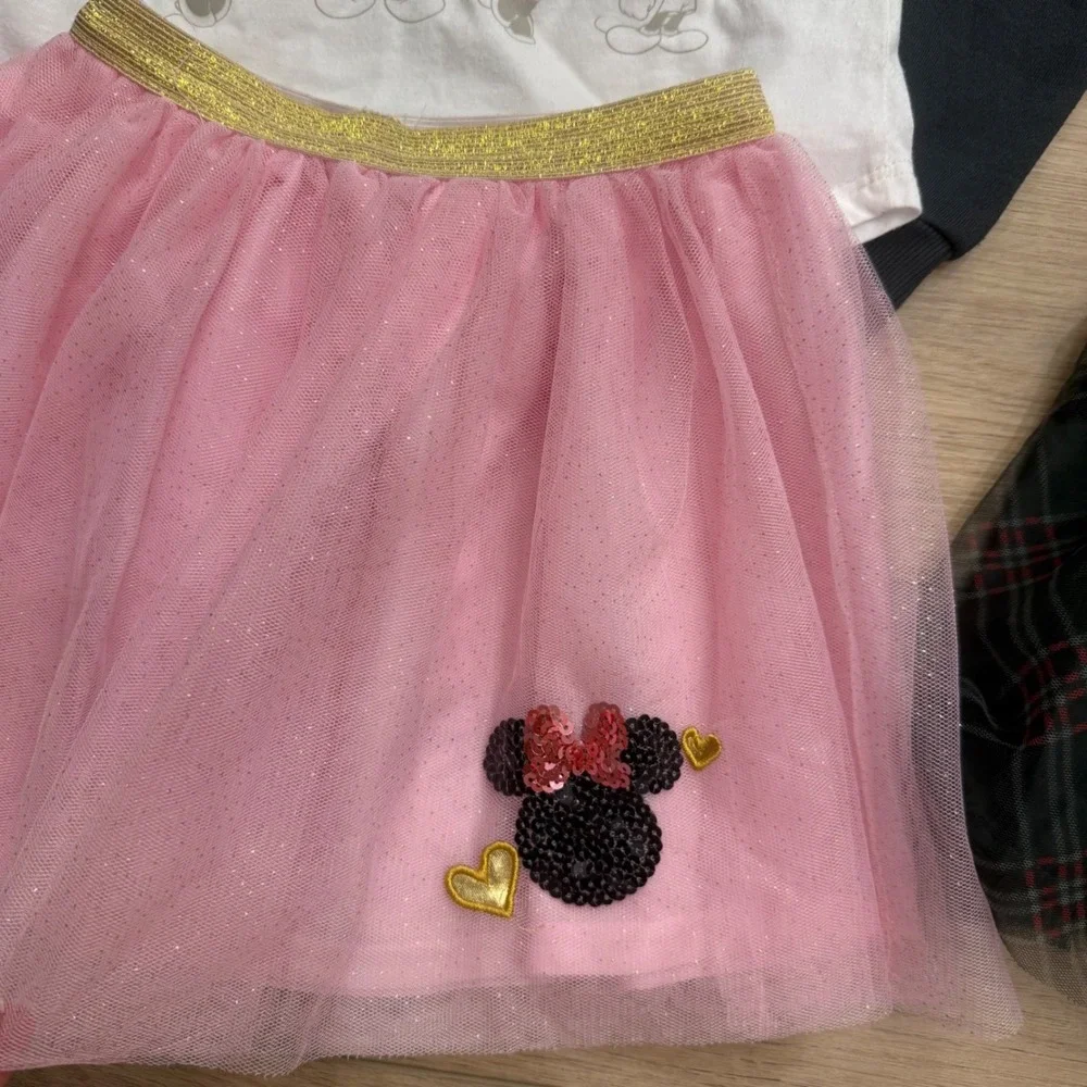 Disney Minnie Mouse Girls Size 6 Lot T-Shirt Pink Tulle Skirt Sweatshirt Dress